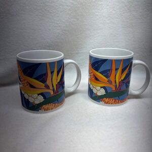 Hilo Hattie Hawaii Bird of Paradise Coffee Mug Set of 2‎ Vintage 1999